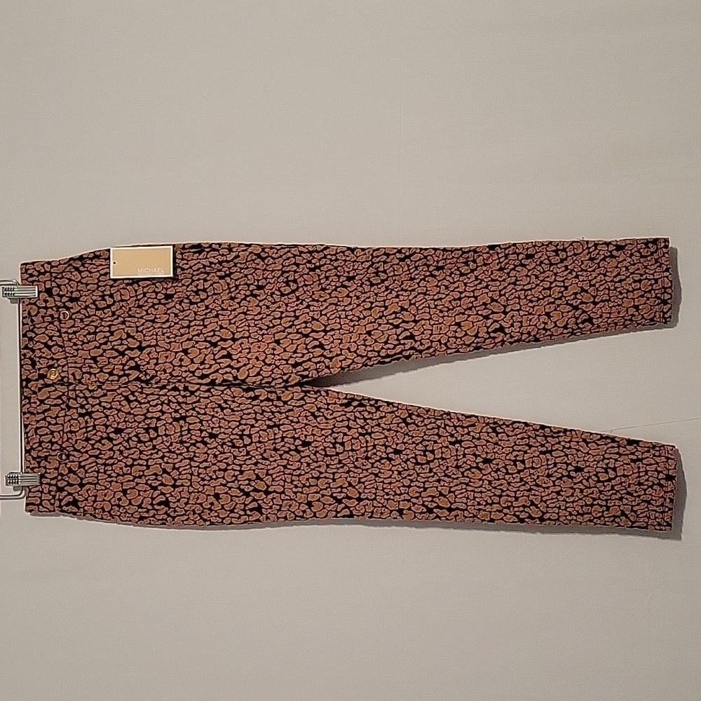 NWT Michael Michael Kors women's as textured pull-on pants in dark camel